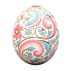 A colorful easter egg with a pastel design sits isolated on a transparent background