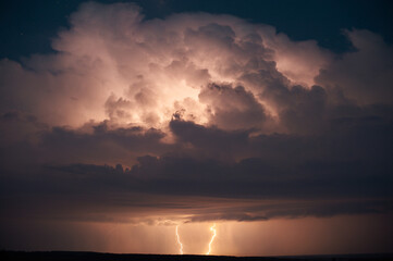 lightning thunderstorm cloud flash starry sky horizon summer night