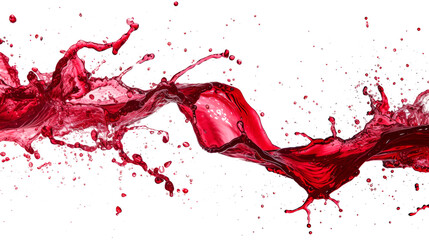 Red Liquid Splashing, Isolated on a Transparent Background
