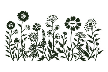 Minimal Wildflower Set, Minimalistic Flowers Arrangement, Frames & Borders, Floral Doodle, Hand-drawn, Vector Wildflower & Flower Design, For Tattoo, Cricut, Laser Cut, Branding, Wedding, PoD