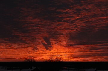 sunset red sky beautiful clouds