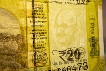 india money in macro shot