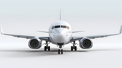 Passenger Boeing Airplane on White Background - Minimalist Illustration - obrazy, fototapety, plakaty
