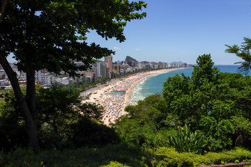 Rio de Janeiro, RJ, Brazil, 02/12/2024 - Ipanema and Leblon beaches viewed from Two Brothers Cliff Natural Park viewpoint