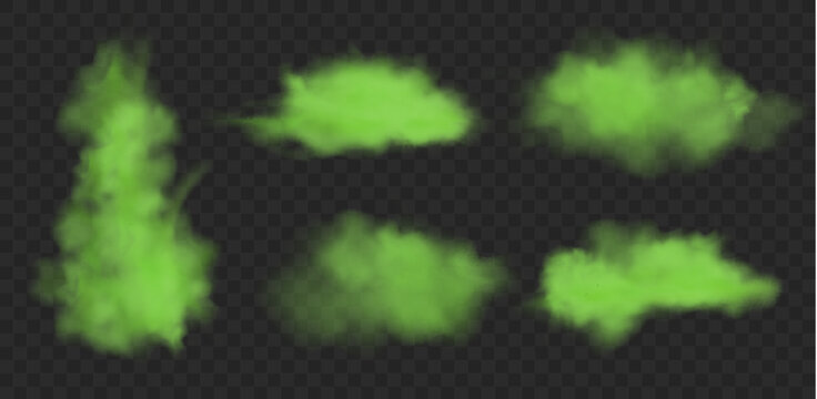 Green smoke vector cloud effect. Green gas toxic abstract explosion chemical smoke.