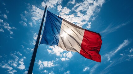 The French national flag is a tricolor with vertical blue, white, and red stripes.