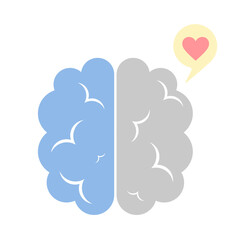 Brain icon in flat color style. Brain vector illustration on speech bubble social network bubble