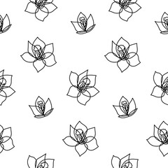 Seamless botanical pattern with hand drawn narcissus flower on white. Wrapping paper with daffodil. Coloring of jonquil