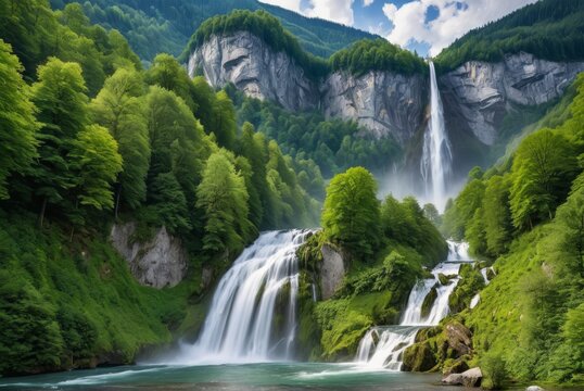 Trusetaler waterfall Nature's grandeur in Germany's wilderness, from lush greenery to thundering cascades, an awe-inspiring spectacle