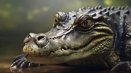 Crocodile in the natural environment. 3d rendering.