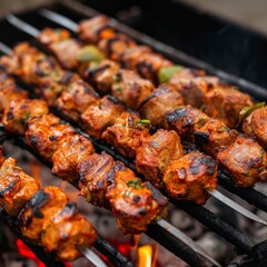 shish kebab is fried on the grill