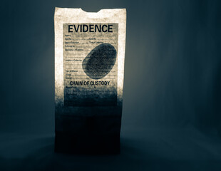 Lighted Evidence Collection Bag From Crime Scene - obrazy, fototapety, plakaty