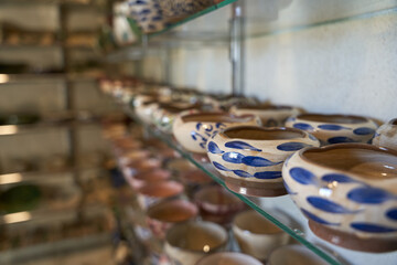 close up shot of Handicrafts for making carved ceramics in the tourist village of Tunis in Fayoum, Egypt
