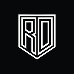 RD Letter Logo monogram shield geometric line inside shield isolated style design