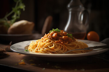 spaghetti with tomato sauce made by midjourney