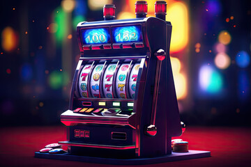 
hyperrealistic slot machine in a casino hitting jackpot
