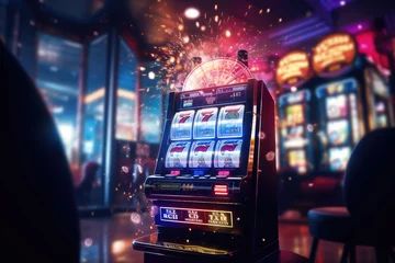 Foto op Plexiglas  hyperrealistic slot machine in a casino hitting jackpot © Kitta