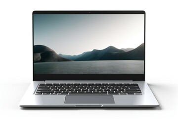 Modern laptop isolated on white background Generative Ai