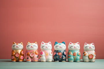 Fototapeta premium lucky cats with studio background, copy space