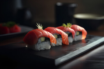 sushi with salmon made by midjourney