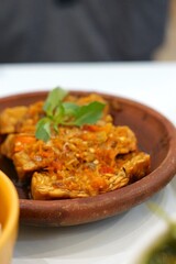 Tempe Penyet Sego Tempong, a traditional food typical of Banyuwangi Indonesia