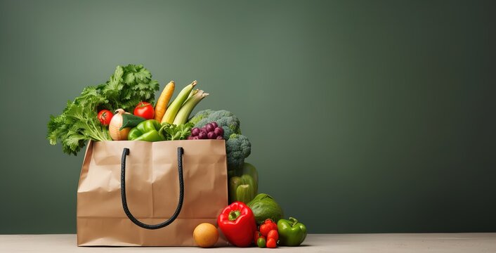 Tote bag full of vegetables. Shopping with healthy food, reduced plastic bags
