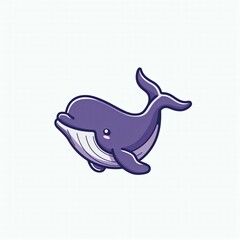 Obraz premium Flat design cute whale vector for logo or branding.