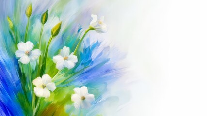 Spring flowers with free space on a white background.
