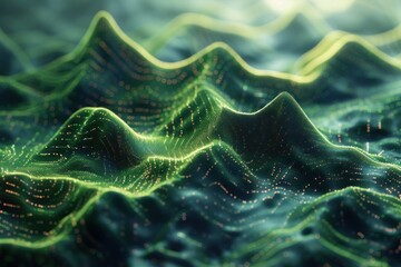Naklejka premium mountain mesh,simulation,technology background illustration