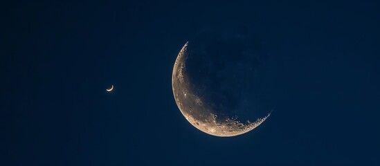 Obraz na płótnie Canvas Captivating celestial sight of the moon and Venus shining in the night sky