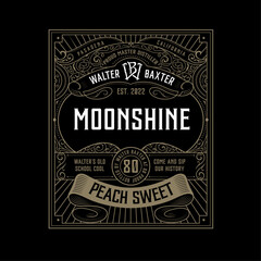 Vintage Moonshine Label Design with WB Monogram