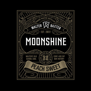 Vintage Moonshine Label Design with WB Monogram