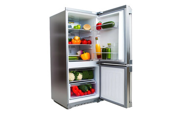 Sleek Stainless Steel Refrigerator Design on Transparent Background, PNG