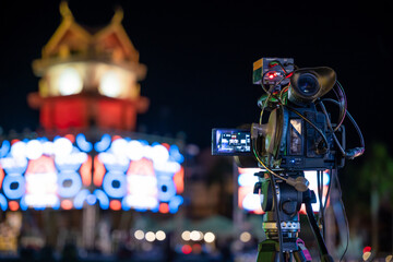 Professional video crew covering live event on stage. Expertise in movie production television...