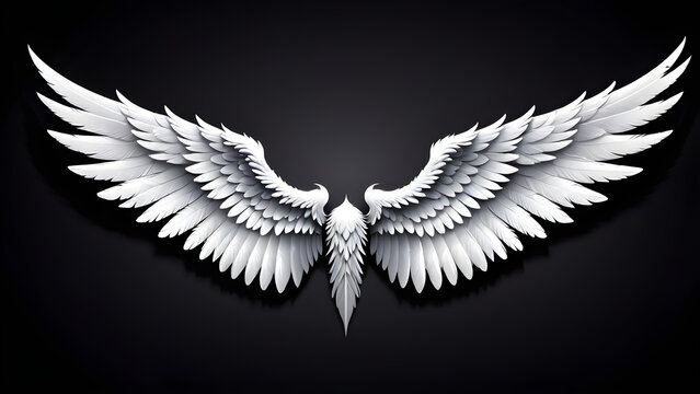 Angel wings isolated on a black background.