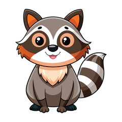 Cartoon cute Raccoon illustration on white