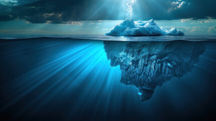 Submerged iceberg seen from underwater - obrazy, fototapety, plakaty