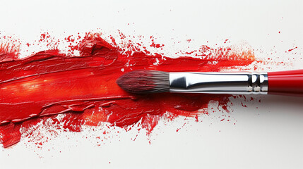 Red oil paint with a brush