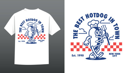 illustration vector graphic of vintage style logo Hotdog mascot perfect for t-shirt design print