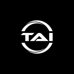 TAI letter logo design with black background in illustrator, cube logo, vector logo, modern alphabet font overlap style. calligraphy designs for logo, Poster, Invitation, etc.