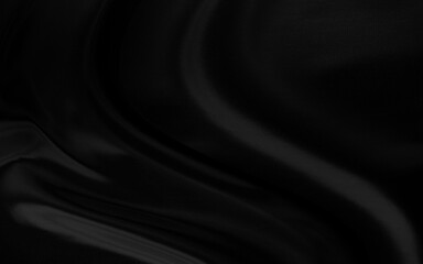 Black gray satin dark fabric texture luxurious shiny that is abstract silk cloth background with patterns soft waves blur beautiful.