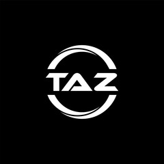 TAZ letter logo design with black background in illustrator, cube logo, vector logo, modern alphabet font overlap style. calligraphy designs for logo, Poster, Invitation, etc.