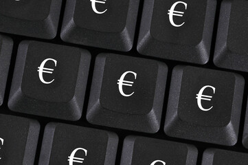 Symbole de l'euro sur les touches d'un clavier d'ordinateur