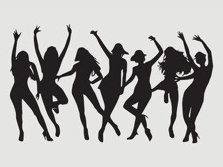 zumba silhouettes icon set, and women dancing vector 