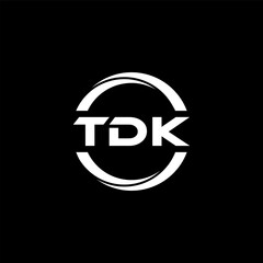 TDK letter logo design with black background in illustrator, cube logo, vector logo, modern alphabet font overlap style. calligraphy designs for logo, Poster, Invitation, etc.