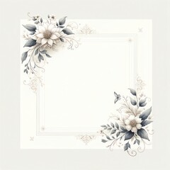 Elegant floral corners, minimal distraction, centered white canvas for creativity for text or design