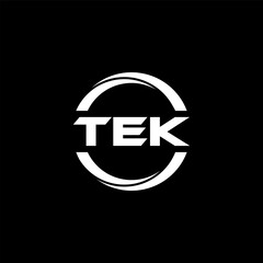 TEK letter logo design with black background in illustrator, cube logo, vector logo, modern alphabet font overlap style. calligraphy designs for logo, Poster, Invitation, etc.