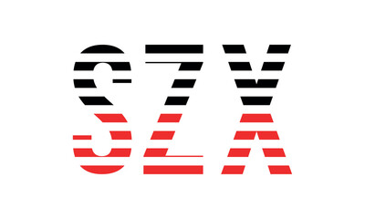 SZX three initial letter iconic line negative space minimal logo design vector template. monogram, abstract, wordmark, business, typography, minimalist, brand, company, flat, modern, unique, simple