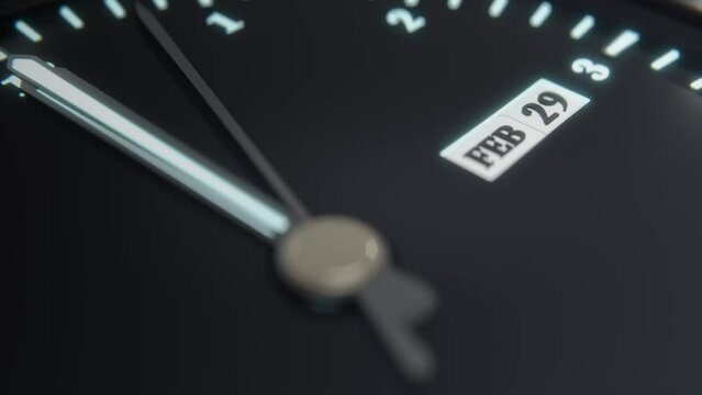 3d rendering clock of change to February 29th. Leap year concept design. 3d illustration in realism style