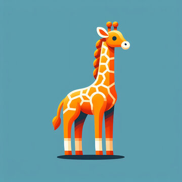 flat logo of Vector giraffe illustration vector, colorful giraffe illustration 